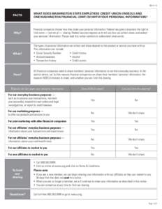 REV[removed]FACTS WHAT DOES WASHINGTON STATE EMPLOYEES CREDIT UNION (WSECU) AND ONE WASHINGTON FINANCIAL (OWF) DO WITH YOUR PERSONAL INFORMATION?