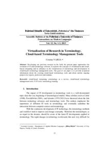 Buletinul Ştiinţific al Universităţii „Politehnica” din Timişoara Seria Limbi moderne Scientific Bulletin of the Politehnica University of Timişoara Transactions on Modern Languages Vol. 12, No. 1-2, 2013