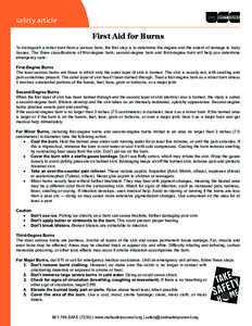safety article  Safety Checklist First Aid for Burns