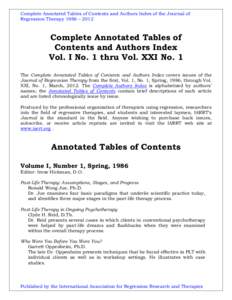 Complete Annotated Tables of Contents