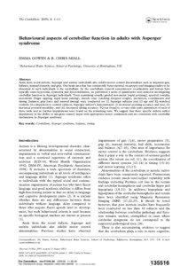 The Cerebellum. 2005; 4: 1–11  Behavioural aspects of cerebellar function in adults with Asperger