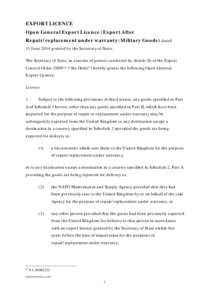 United States Department of Commerce / Cluster munition / Submunitions / Export / International Traffic in Arms Regulations / Military science / Technology / Business / International trade / Identifiers / Military technology