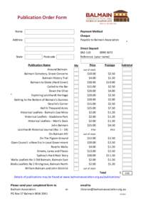 Publication Order Form ABN[removed]Name  Payment Method