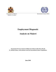 Government of Malawi Ministry of Labour International Labour Office  Employment Diagnostic