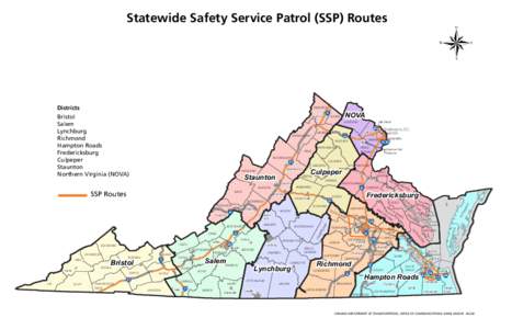 Statewide Safety Service Patrol (SSP) Routes  Districts Bristol Salem Lynchburg