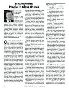 LITIGATORS CORNER:  People In Glass Houses BY JOSEPH N. HOSTENY, OF NIRO, SCAVONE, HALLER & NIRO