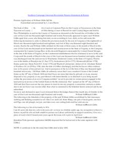 Southern Campaign American Revolution Pension Statements & Rosters Pension Application of W illiam Gibbs S42746 Transcribed and annotated by C. Leon Harris The State of Ohio } Ss. At a Court of Common Pleas for the Count