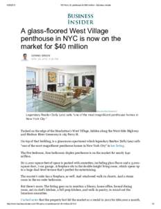  Perry St. penthouse for $40 million ­ Business Insider A glass­floored West Village penthouse in NYC is now on the