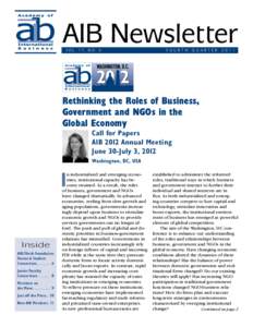 AIB Newsletter Vol. 17, No. 4 fourth  Quarter