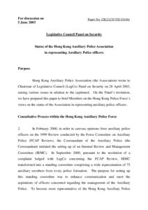 For discussion on 5 June 2003 Paper No. CB[removed])  Legislative Council Panel on Security