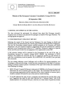EUROPEAN COMMISSION HEALTH & CONSUMER PROTECTION DIRECTORATE-GENERAL Directorate B - Consumer Affairs; Unit B1 ECCG[removed]Minutes of the European Consumer Consultative Group (ECCG)