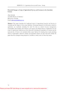 SESSION 11.1: Agriculture Surveys and Census - Scope  Potential Changes to Scope of Agricultural Surveys and Censuses in the Australian Context Allan Nicholls Australian Bureau of Statistics