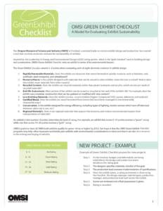 Checklist  OMSI GREEN EXHIBIT CHECKLIST A Model for Evaluating Exhibit Sustainability