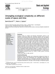 ARTICLE IN PRESS Basic and Applied Ecology—400 www.elsevier.de/baae  Untangling ecological complexity on different