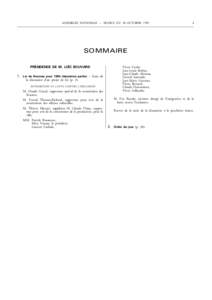 ASSEMBLÉE NATIONALE – SÉANCE DU 30 OCTOBRE[removed]SOMMAIRE PRE´SIDENCE DE M. LOI¨C BOUVARD