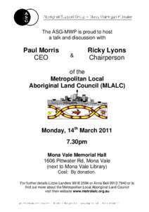 The ASG-MWP is proud to host a talk and discussion with Paul Morris CEO