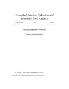 Journal of Business Valuation and Economic Loss Analysis Volume 2, Issue[removed]