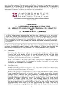 Hong Kong Exchanges and Clearing Limited and The Stock Exchange of Hong Kong Limited take no responsibility for the contents of this announcement, make no representation as to its accuracy or completeness and expressly d