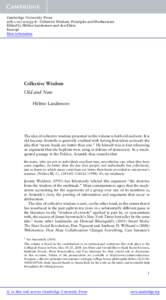 Cambridge University Press[removed]8 - Collective Wisdom: Principles and Mechanisms Edited by Hélène Landemore and Jon Elster Excerpt More information