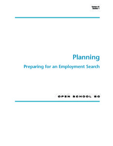 Version 01 Section 1 Planning Preparing for an Employment Search