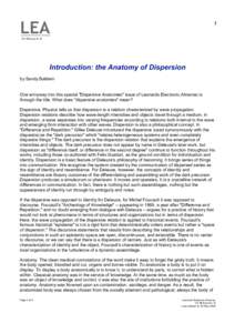 1 Vol 16 Issue 4 – 5 Introduction: the Anatomy of Dispersion by Sandy Baldwin