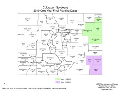 Colorado - Soybeans 2010 Crop Year Final Planting Dates JACKSON 057  MOFFAT