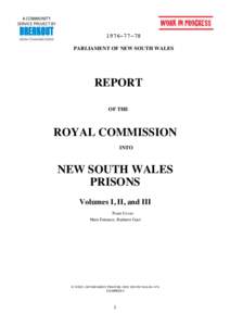 PARLIAMENT OF NEW SOUTH WALES REPORT OF THE