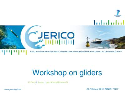 Workshop on gliders P. Farcy I Ifremer I patrick.farcy@ifremer?fr www.jerico-fp7.eu  29 February 2012I ROME I ITALY