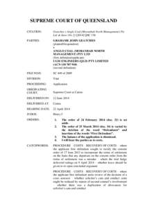 SUPREME COURT OF QUEENSLAND CITATION: Geatches v Anglo Coal (Moranbah North Management) Pty Ltd & Anor (NoQSC 136