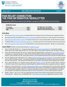 MGH CARES ABOUT PAIN RELIEF  Volume 13. No. 7 July 2014