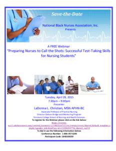 Save-the-Date National Black Nurses Association, Inc. Presents A FREE Webinar