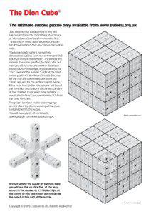 The Dion Cube® The ultimate sudoku puzzle only available from www.sudoku.org.uk