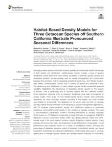 Habitat-Based Density Models for Three Cetacean Species off Southern California Illustrate Pronounced Seasonal Differences