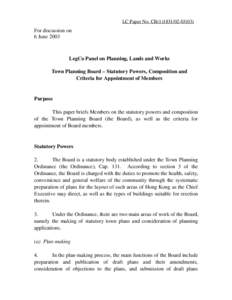 LC Paper No. CB[removed])  For discussion on 6 June[removed]LegCo Panel on Planning, Lands and Works