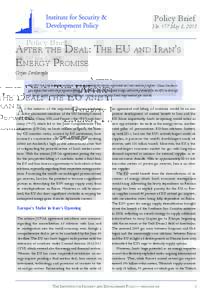 Policy Brief  No. 177 May 8, 2015 After the Deal: The EU and Iran’s Energy Promise