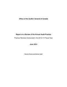 Practice Review Report—Annual Audit—June 2014