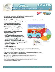 Doggie Distractions F act Sheet  	 78 million dogs reside in more than 46 million U.S. households according to the American Pet Products Association (APPA). 	 Nearly six in%) respondents have driven with their dog