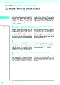 ２ Principal Research Results Project Research ― Establishment of Optimal Risk Management Low-level Radioactive Waste Disposal  Background and