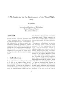 A Methodology for the Deployment of the World Wide Web Ike Antkare International Institute of Technology United Slates of Earth 