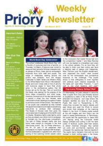 Weekly Newsletter 9th March 2012				  Issue 20