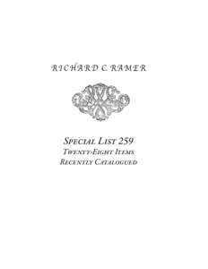 special list 259 R I C H A R D C. R A M E R