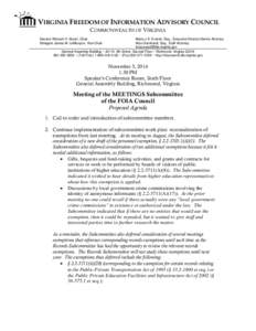 VIRGINIA FREEDOM OF INFORMATION ADVISORY COUNCIL COMMONWEALTH OF VIRGINIA Senator Richard H. Stuart, Chair Delegate James M. LeMunyon, Vice Chair  Maria J.K. Everett, Esq., Executive Director/Senior Attorney