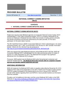 PROVIDER BULLETIN Volume 36 Number 16 http://dss.mo.gov/mhd/  December 17, 2013