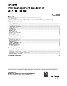 UC IPM Pest Management Guidelines: ARTICHOKE  June 2009