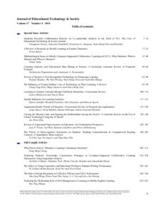 Journal of Educational Technology & Society Volume 17 Number[removed]Table of contents Special Issue Articles Studying Research Collaboration Patterns via Co-authorship Analysis in the Field of TeL: The Case of