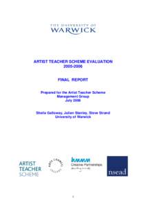 ARTIST TEACHER SCHEME EVALUATIONFINAL REPORT Prepared for the Artist Teacher Scheme Management Group