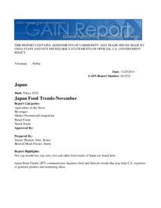 THIS REPORT CONTAINS ASSESSMENTS OF COMMODITY AND TRADE ISSUES MADE BY USDA STAFF AND NOT NECESSARILY STATEMENTS OF OFFICIAL U.S. GOVERNMENT POLICY Voluntary