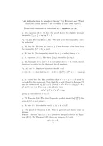 “An introduction to number theory” by Everest and Ward errata file (items marked * are corrected in June 2006 reprint) Please send comments or corrections to [removed] p. 12, equation (1.4): In fact the proof 