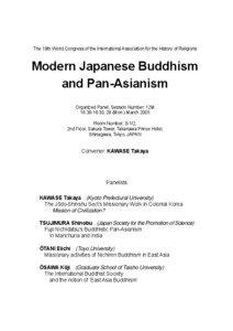 The 19th World Congress of the International Association for the History of Religions  Modern Japanese Buddhism