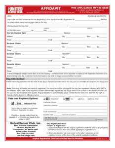 AFFIDAVIT  THIS APPLICATION MAY BE USED UKC™ is the registered trademark of the United Kennel Club, Inc.